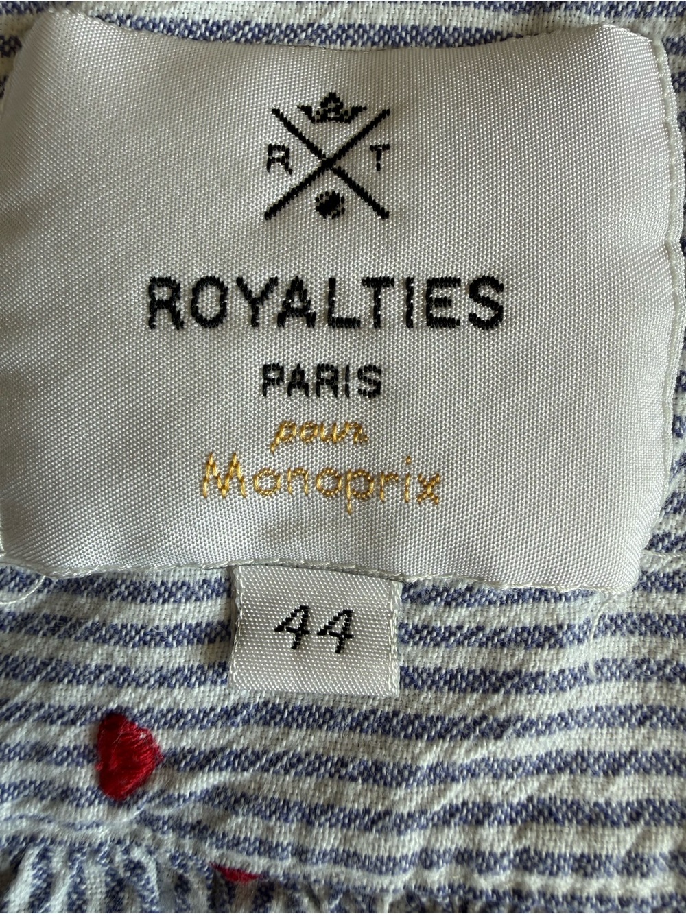 Royalties Blue Stripe Button-Down Shirt with Red Dot Detail - Picture 2 of 4